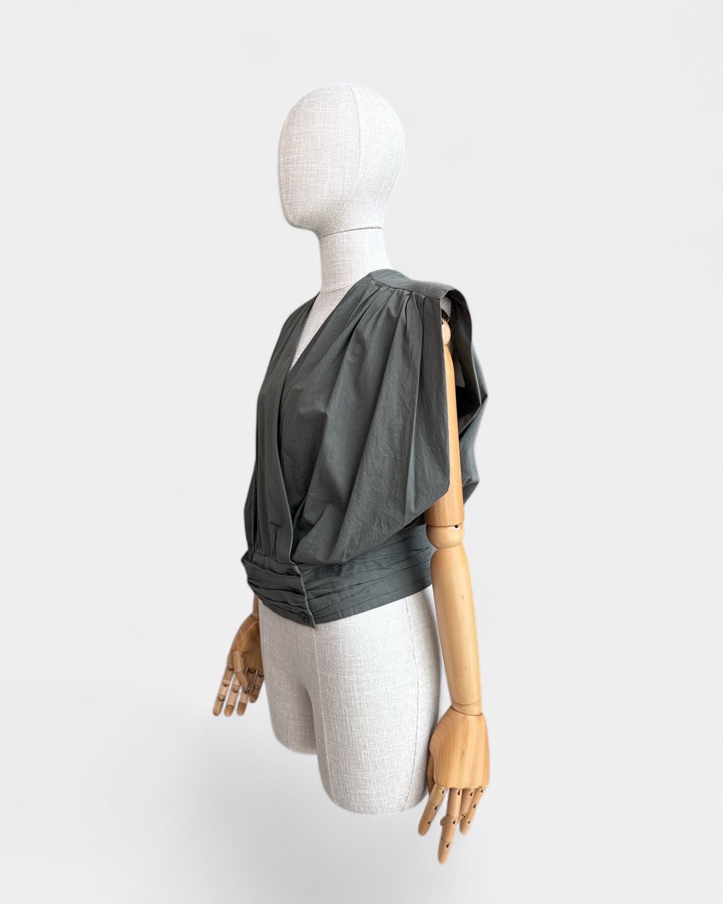 Lemaire Khaki Green Wrap Blouse, 38