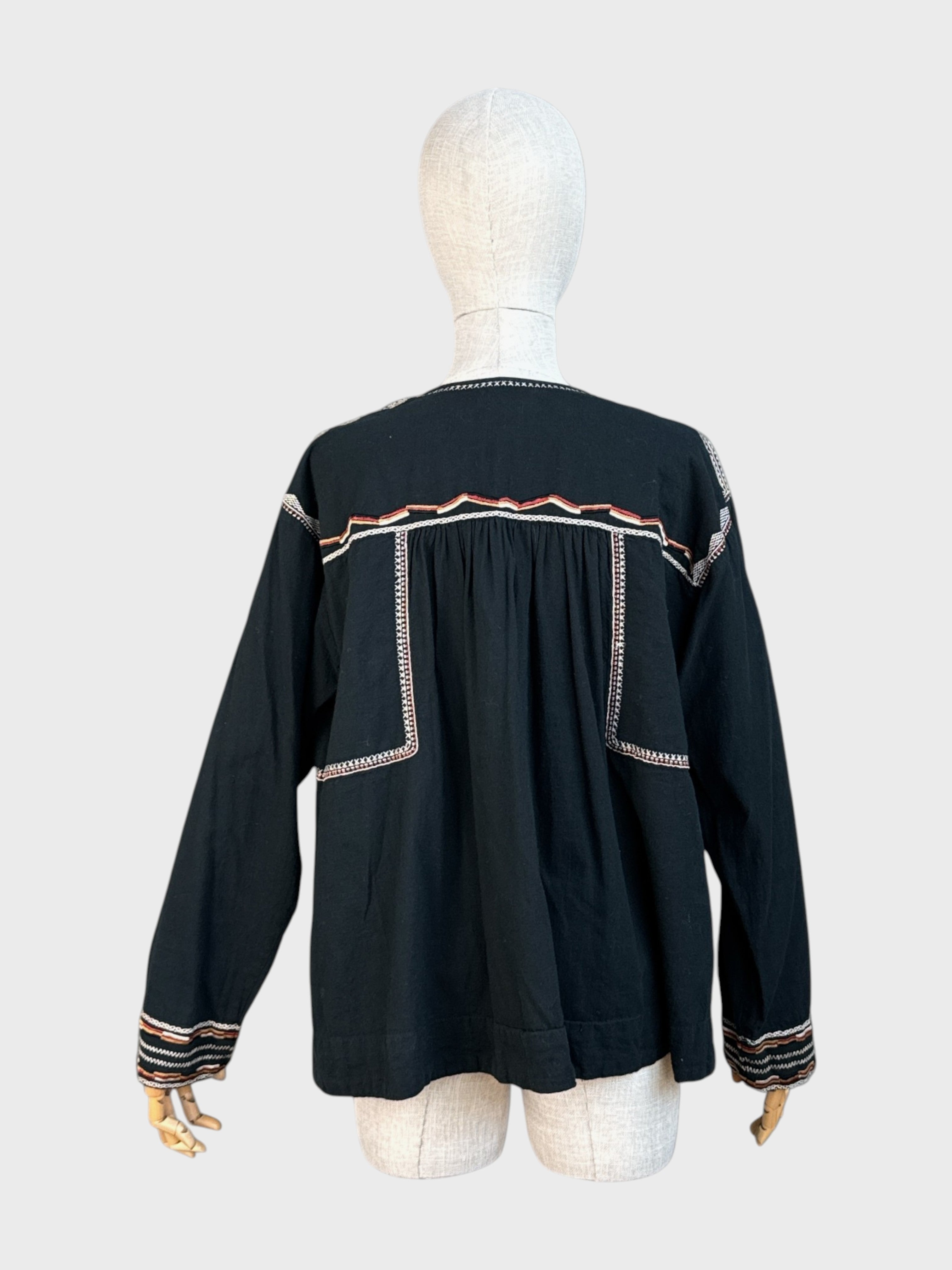 Isabel Marant star embroidered blouse, 100% cotton, black/brown/orange/white