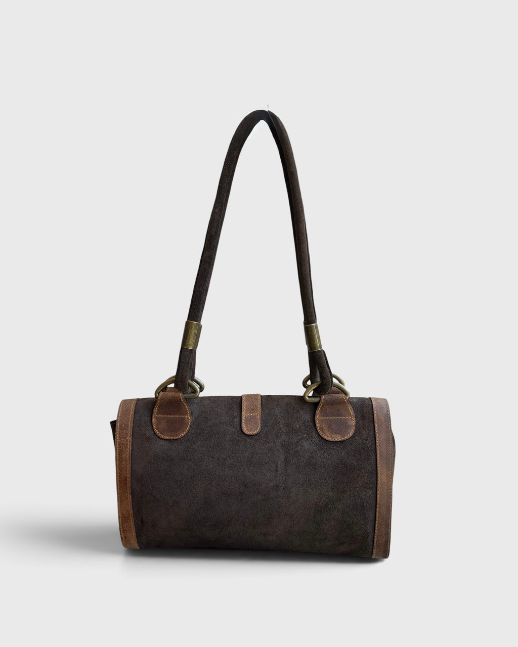 Gianfranco Ferre Brown Suede Bulldog Handbag