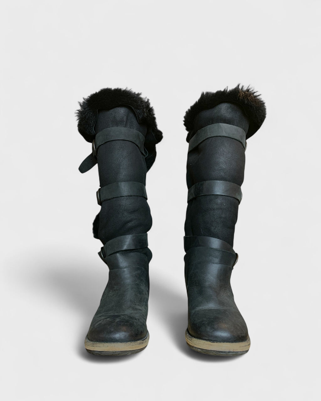 All Saints Bottes cuir et fourrure, 38