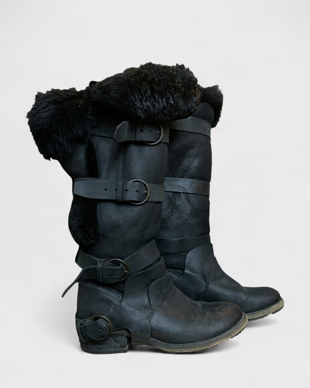 All Saints Bottes cuir et fourrure, 38