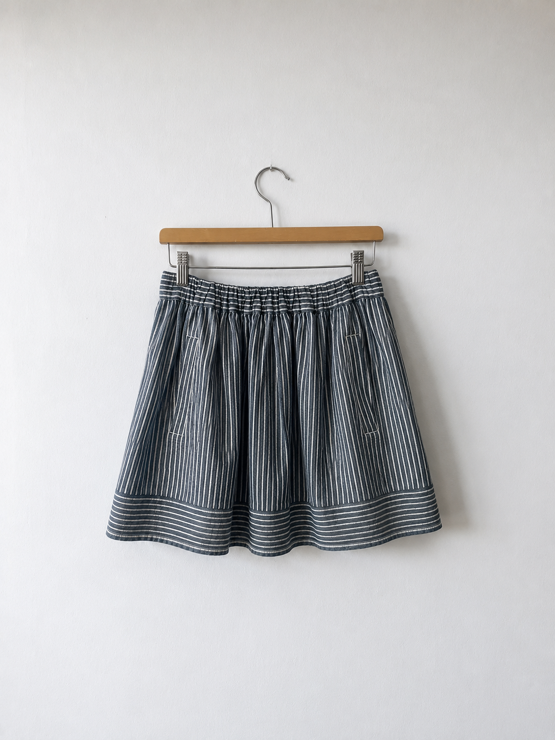 J Crew striped linen and cotton skirt Blue white, S