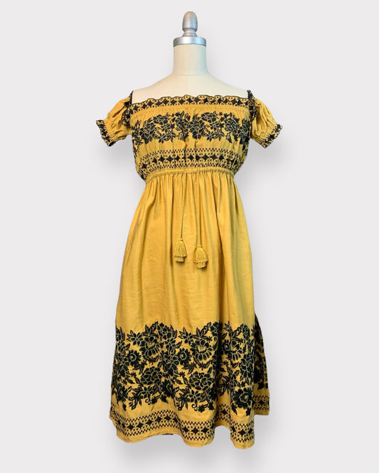 Yellow and black embroidered flower dress Spell &amp; the gypsy, XXS