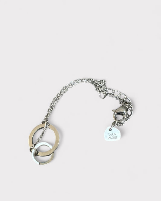 Two ring silver bracelet