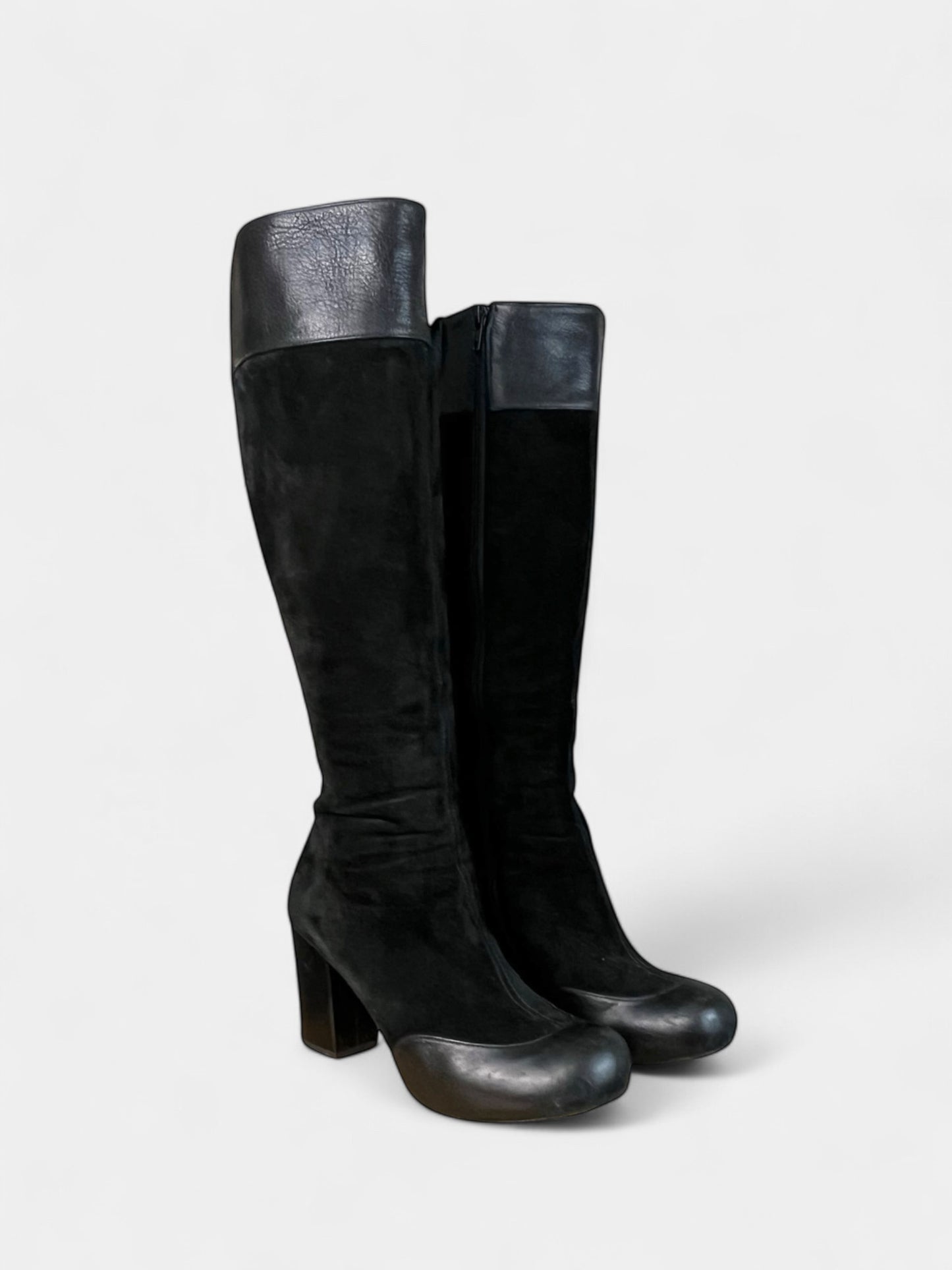 Long black suede and leather boots Chie Mihara, 39