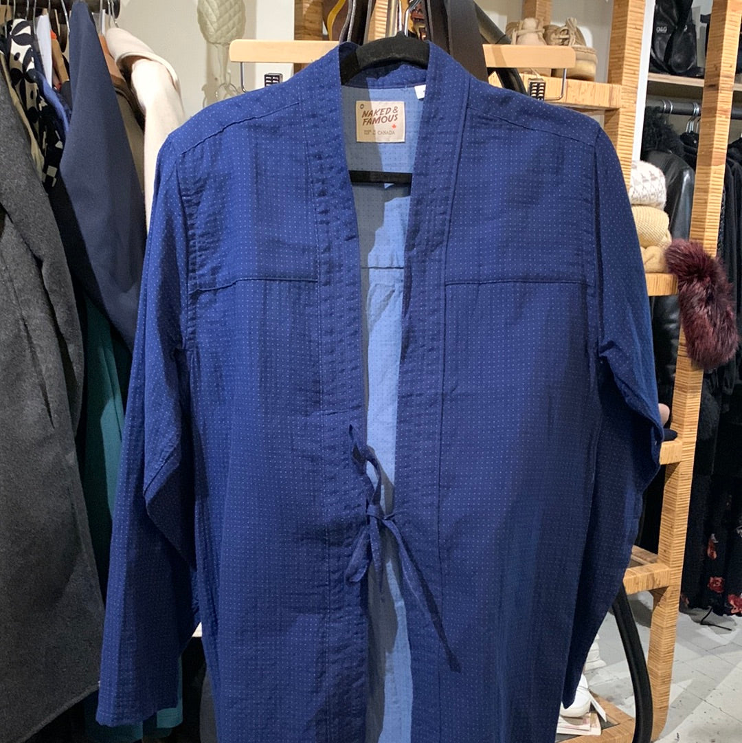 Vest kimono bleue pointillée