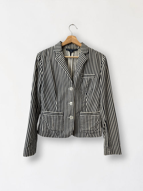 Ralph Lauren Black and White Striped Blazer, Size 4