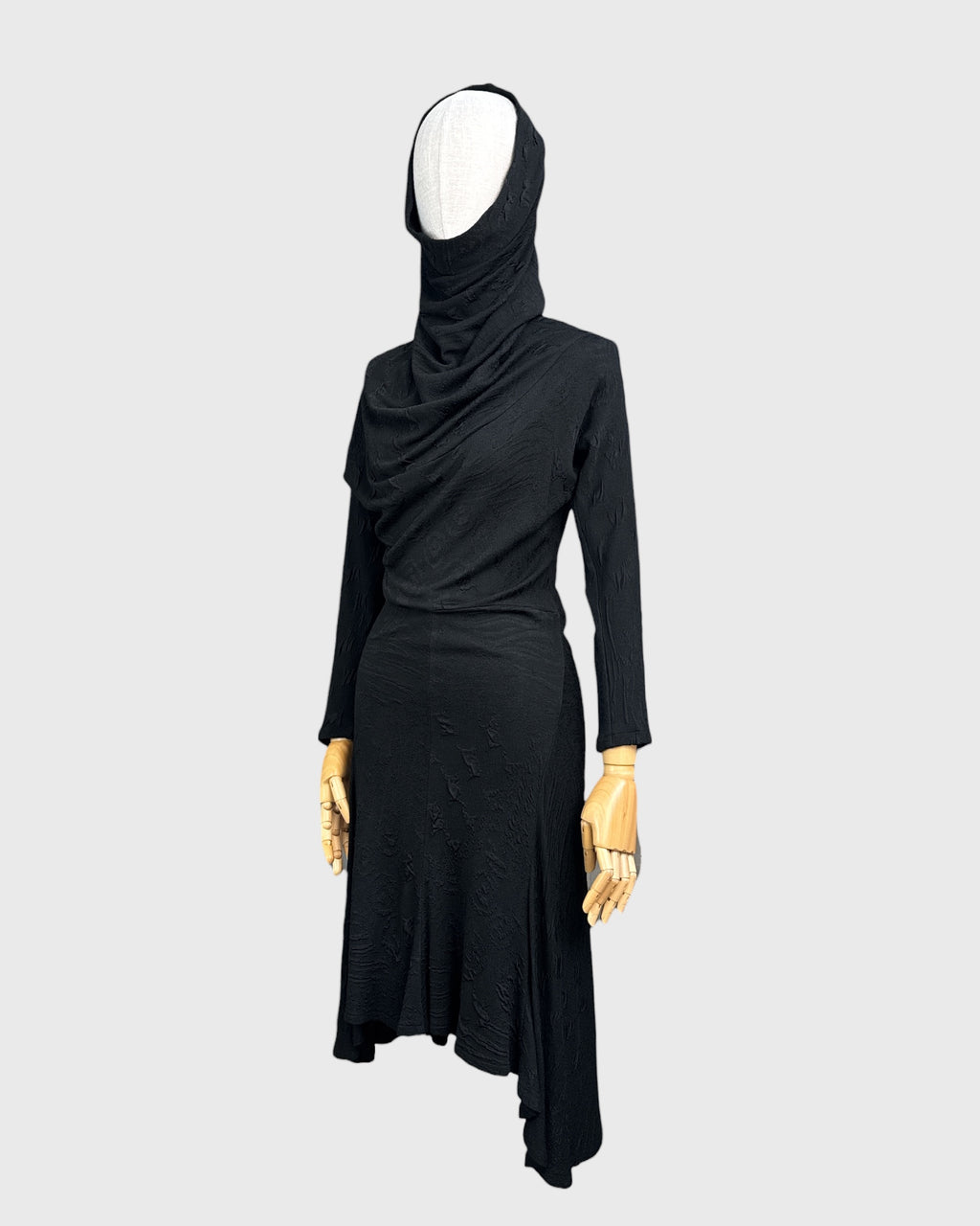 Georges Levesque long black collar dress, S