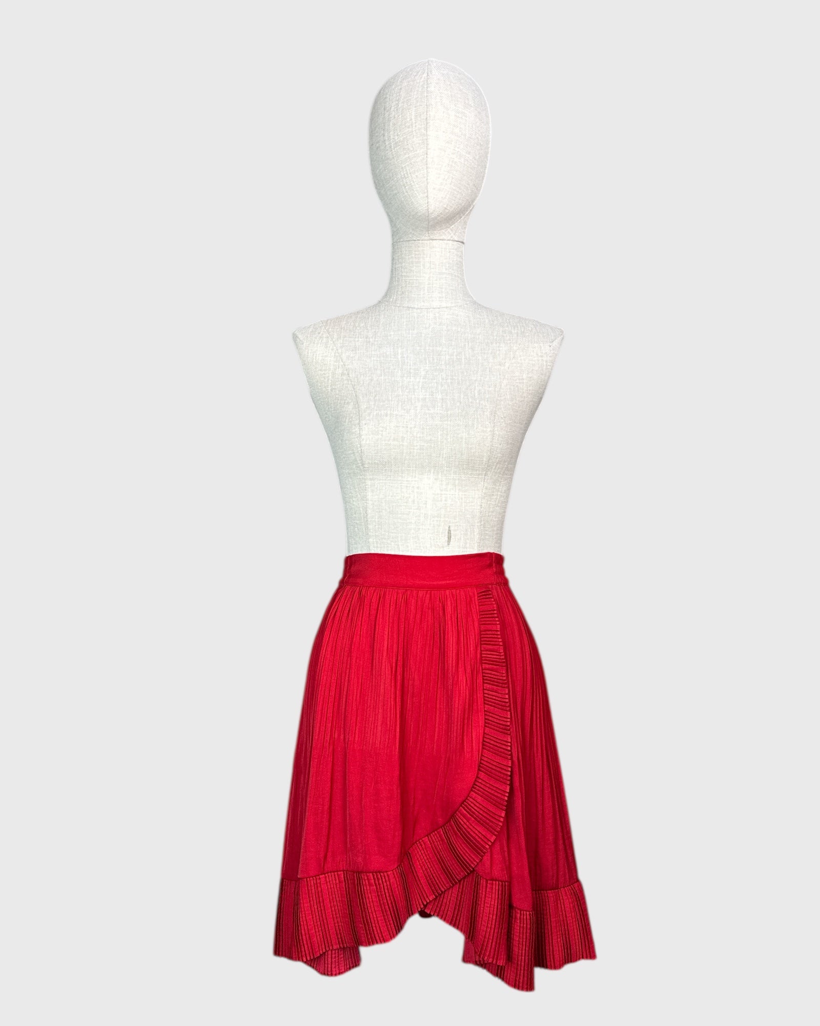 Maje Red Accordion Skirt, 1