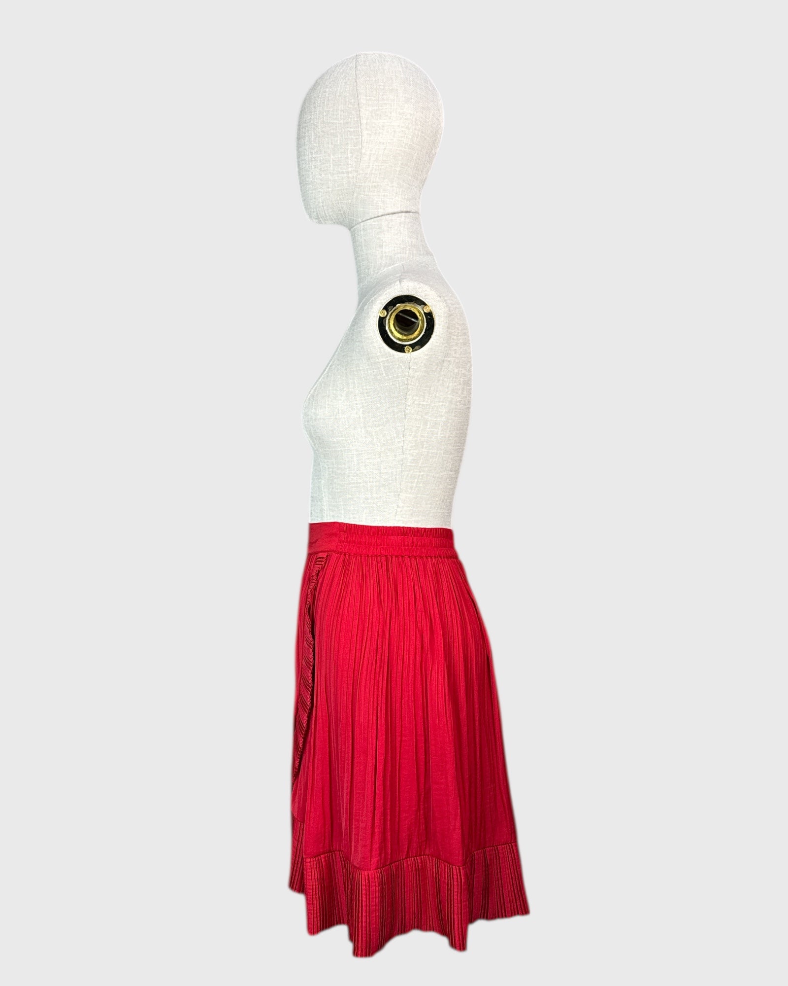 Maje Red Accordion Skirt, 1