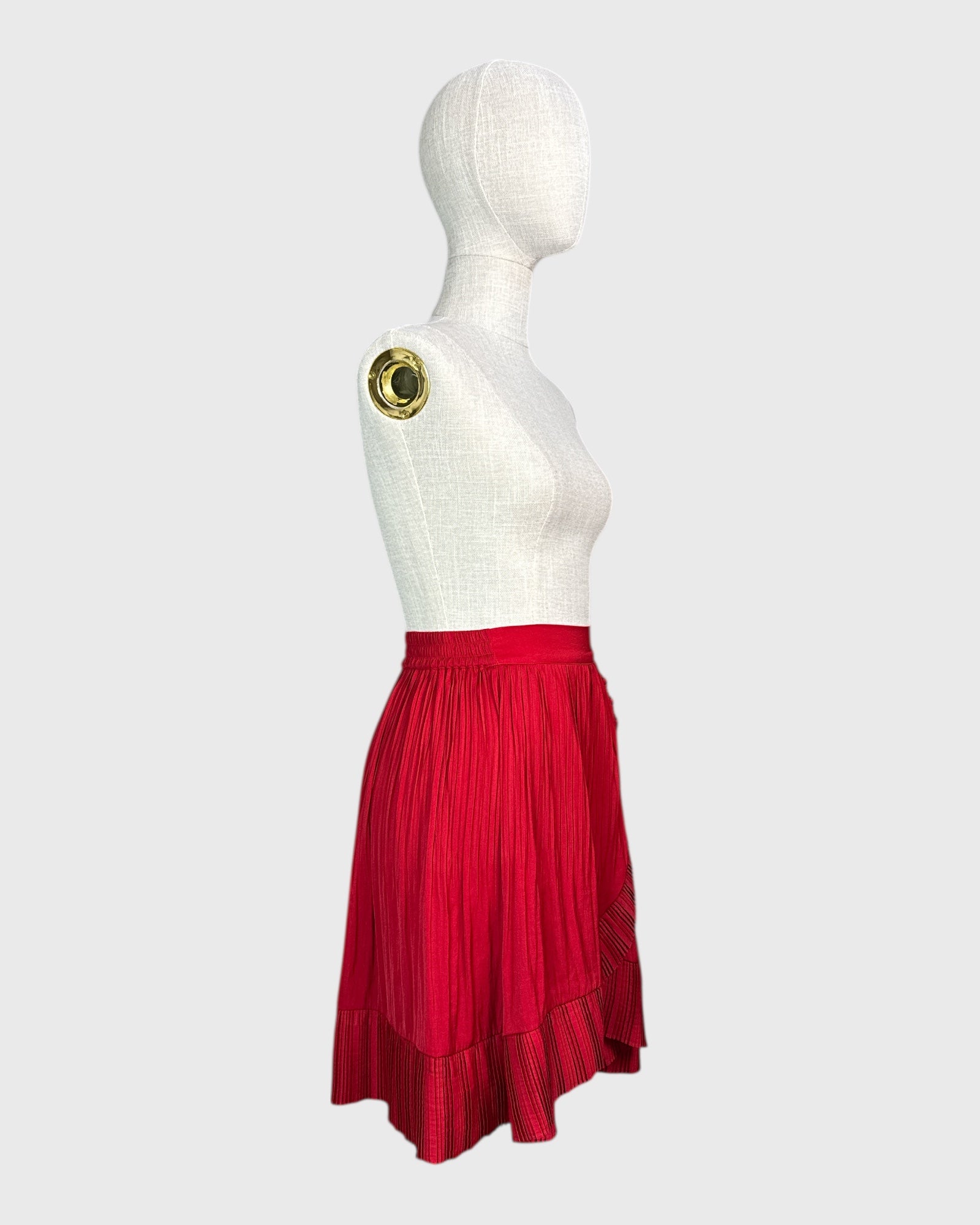 Maje Red Accordion Skirt, 1