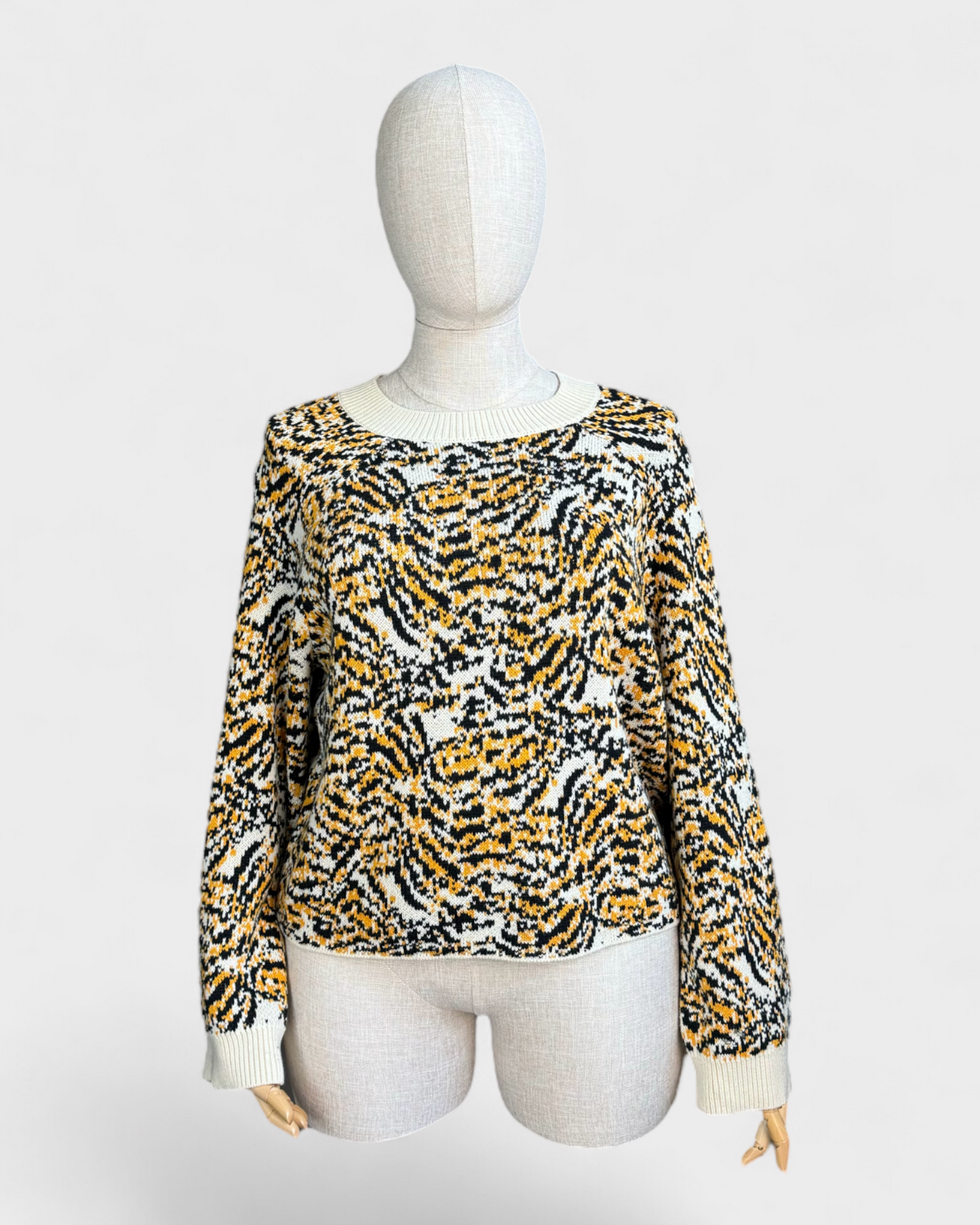 Rachel Comey Beige Yellow White Patterned Knit, XL