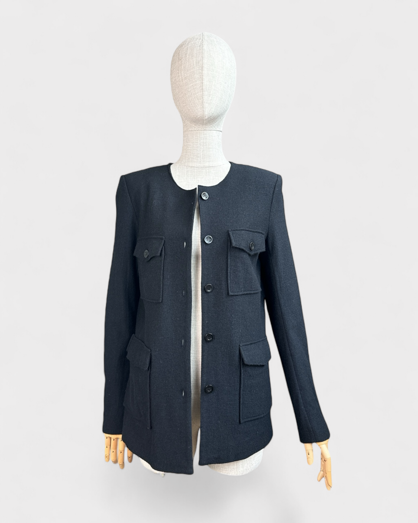 Filippa K, S black wool jacket with patch pockets