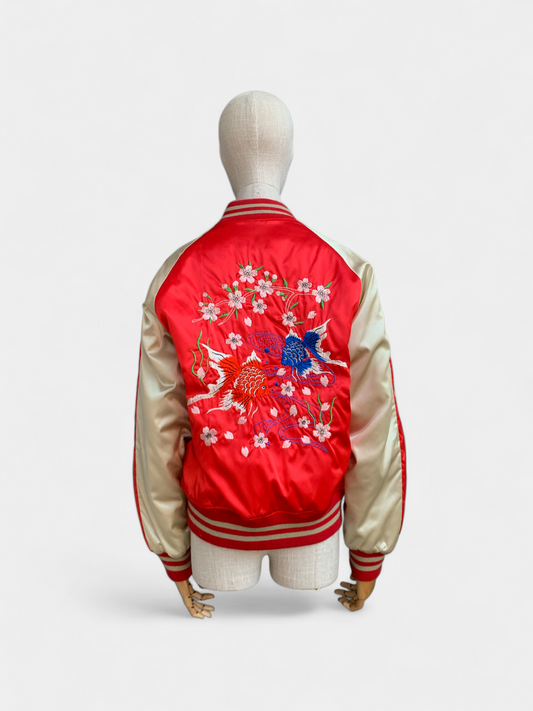 Red Hoshihime Embroidered Bomber Jacket, M