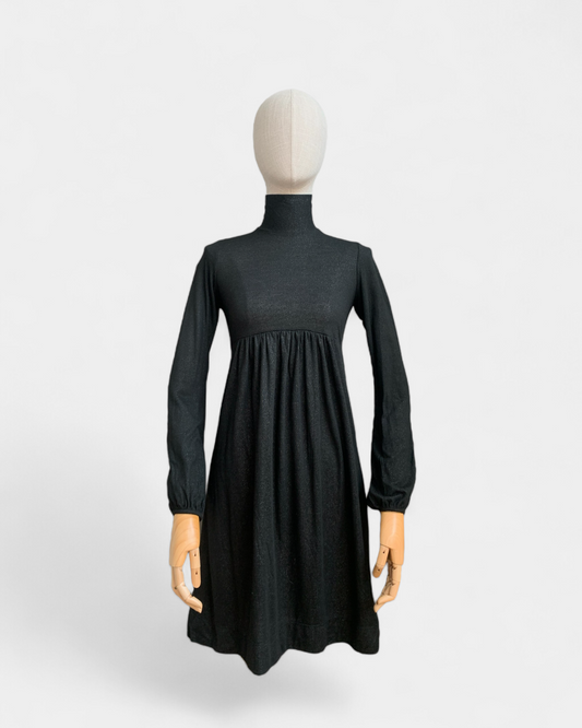 Shimmering black dress with Maje collar