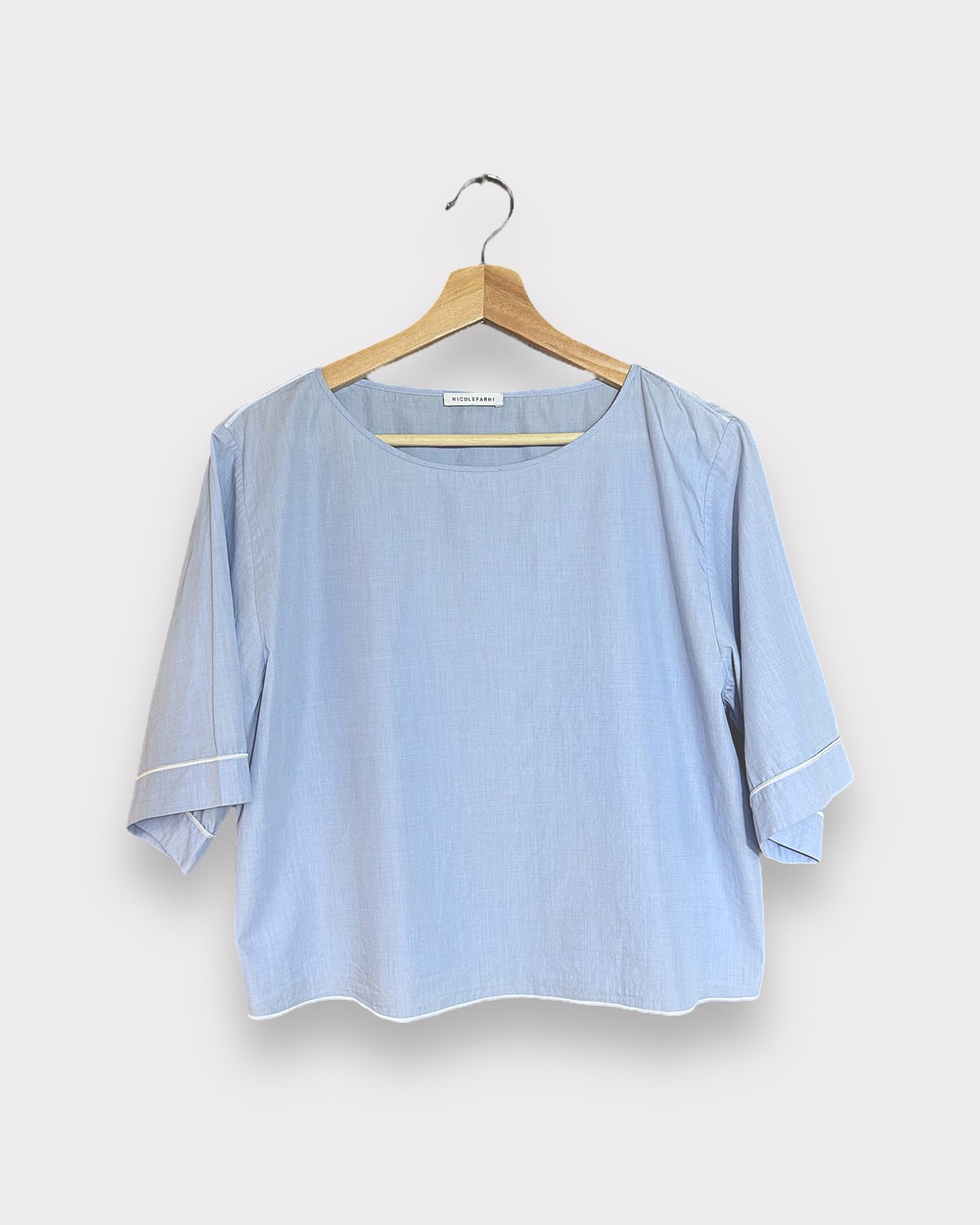 Blouse bleue manches courtes Nicole Farhi