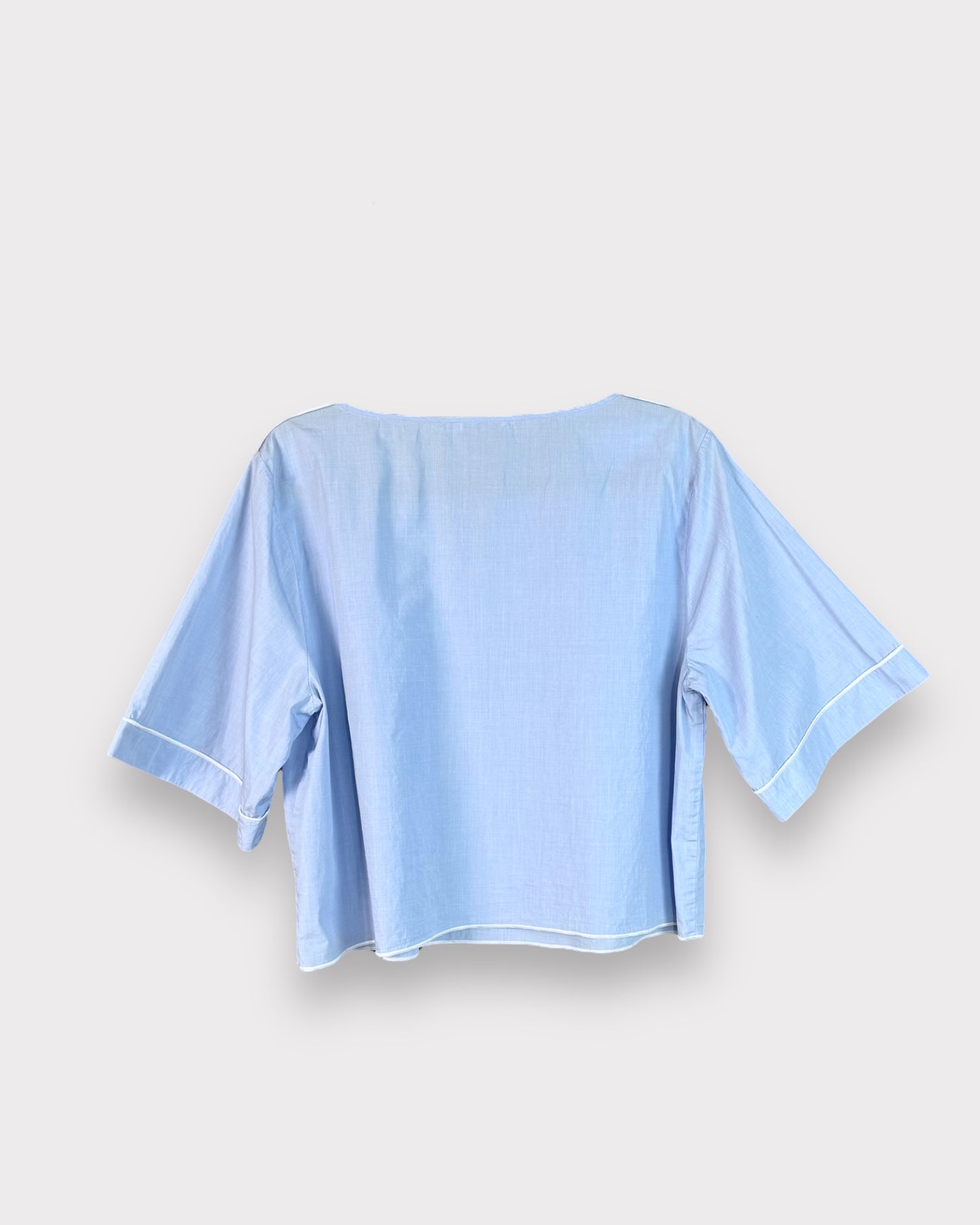 Blouse bleue manches courtes Nicole Farhi