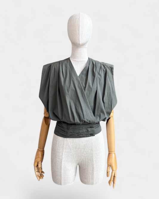 Lemaire Khaki Green Wrap Blouse, 38