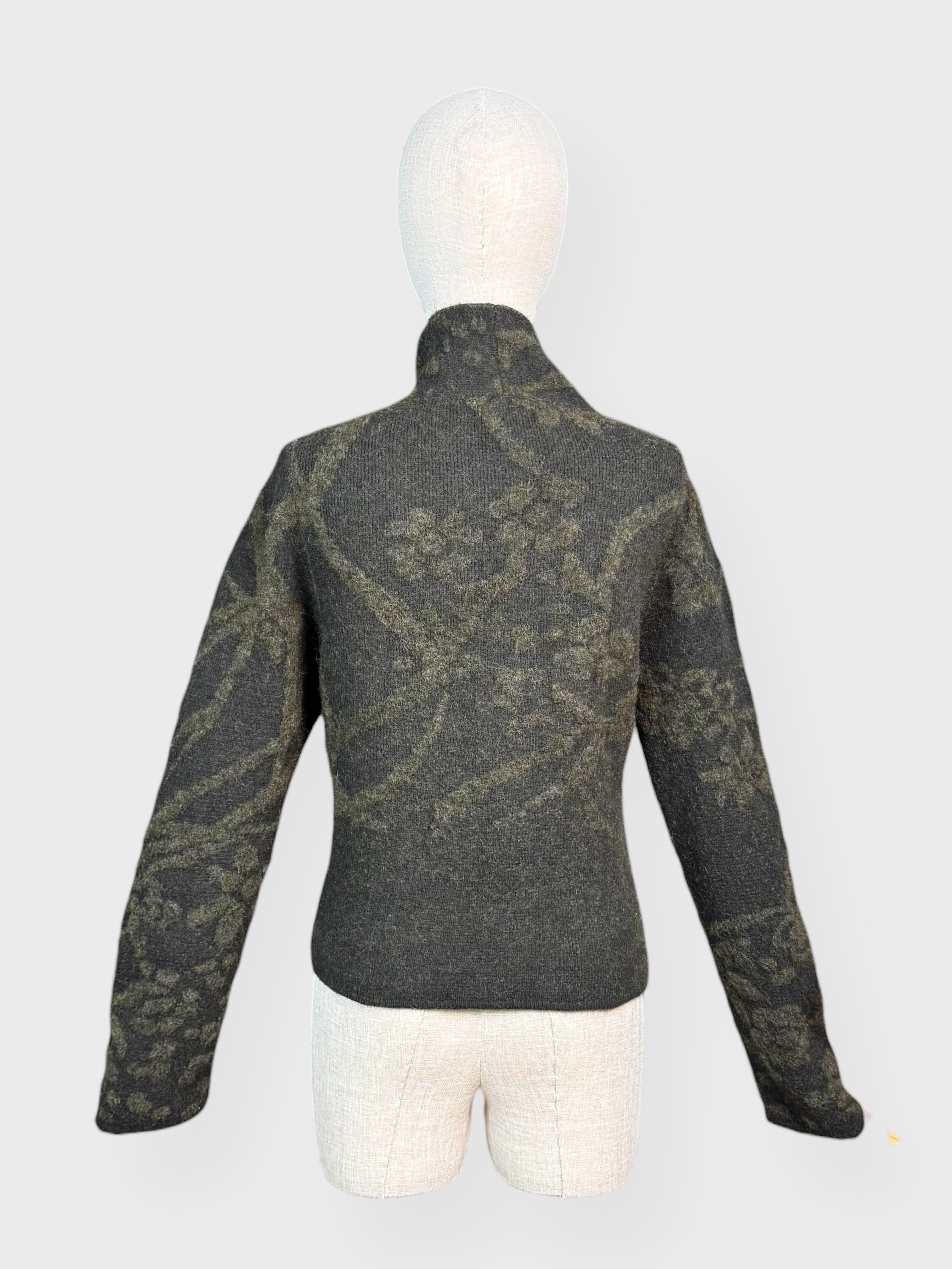 Cache-cœur tricot vert kaki Sarah Pacini, S