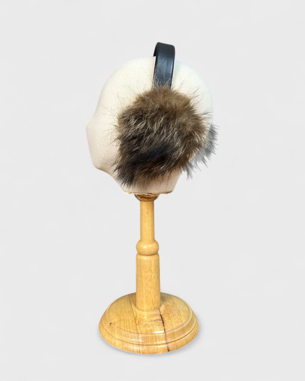 Harricana Black Fur and Leather Earmuffs